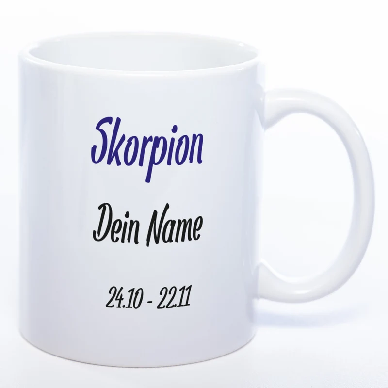 Sternzeichen -Tasse mit Namen und Geburtsdatum - spülmaschinenfest
