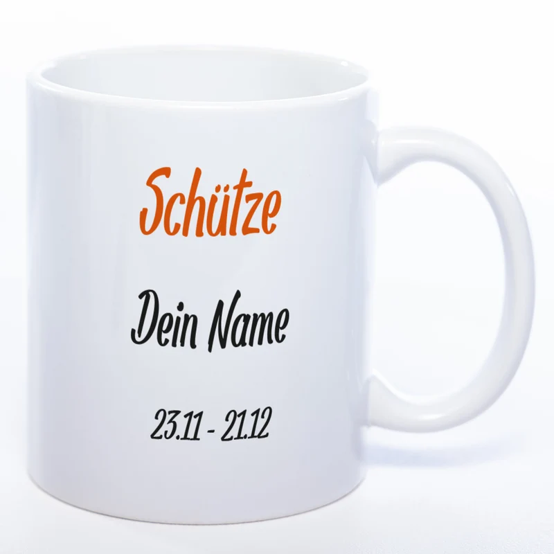 Sternzeichen -Tasse mit Namen und Geburtsdatum - spülmaschinenfest