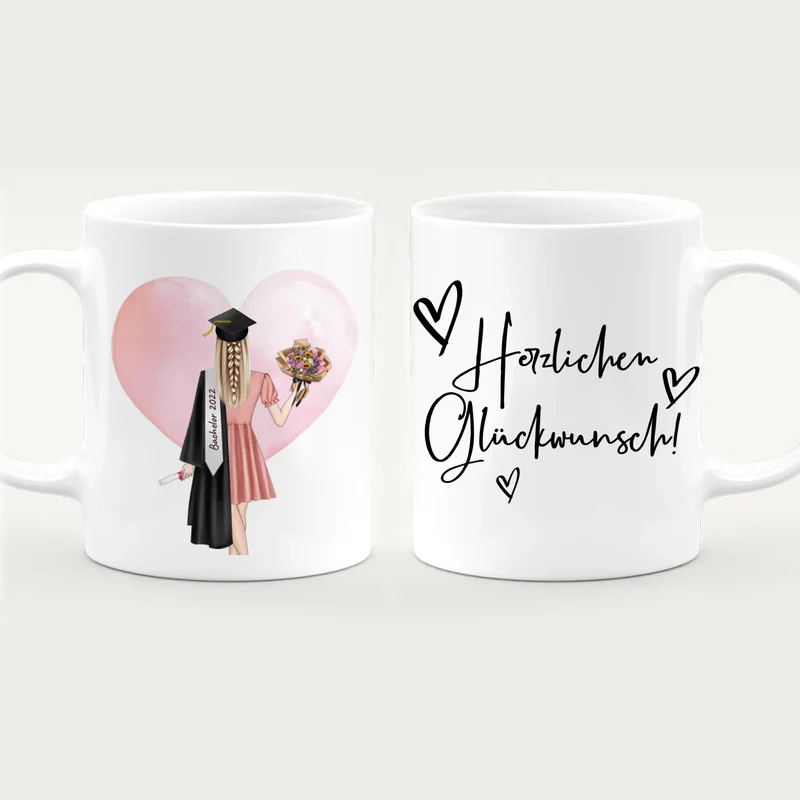 Personalisierte Tasse - Bachelor/Master/Abi/Schulabschluss Geschenk (1 Frau)