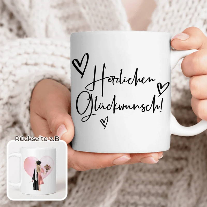 Personalisierte Tasse - Bachelor/Master/Abi/Schulabschluss Geschenk (1 Frau)