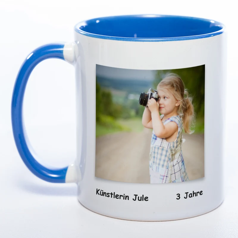 Kinder-Gemälde-Tasse mit Foto + Name (HD Druck) spülmaschinenfest | Jetzt selbst gestalten!