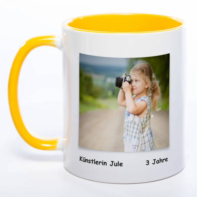 Kinder-Gemälde-Tasse mit Foto + Name (HD Druck) spülmaschinenfest | Jetzt selbst gestalten!