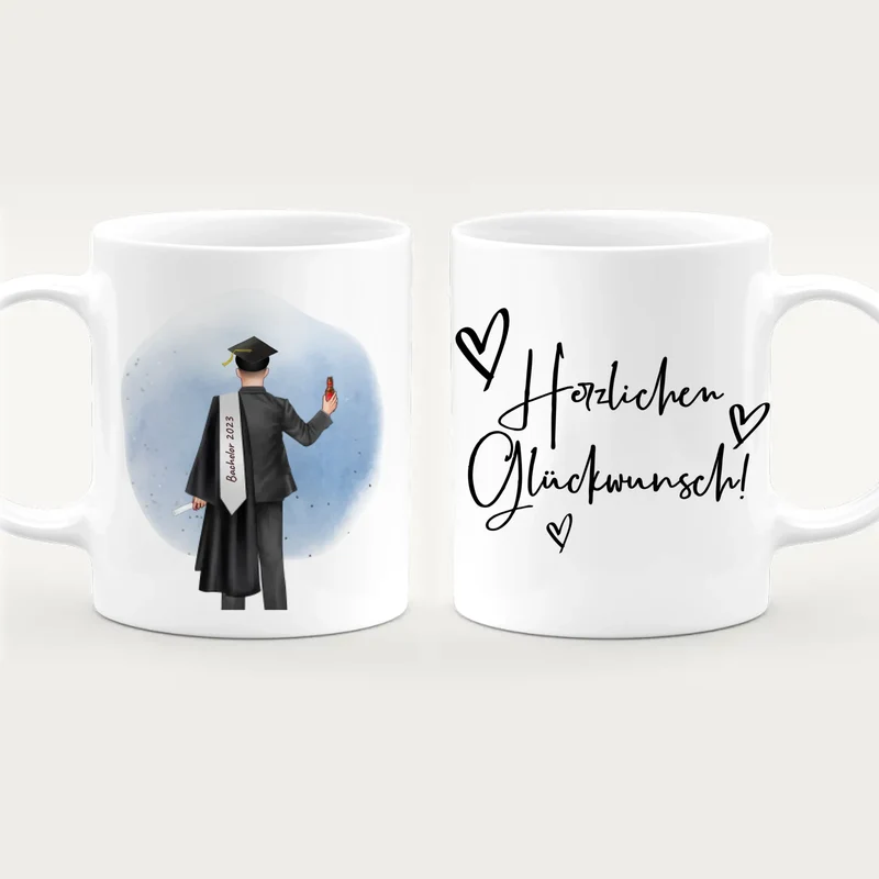 Personalisierte Tasse - Bachelor/Master/Abi/Schulabschluss Geschenk (1 Mann)