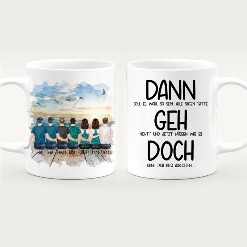 Personalisierte Tasse Kollegen (2 Frauen + 5 Männer) - Abschiedsgeschenk