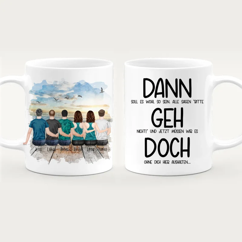 Personalisierte Tasse Kollegen (2 Frauen + 4 Männer) - Abschiedsgeschenk