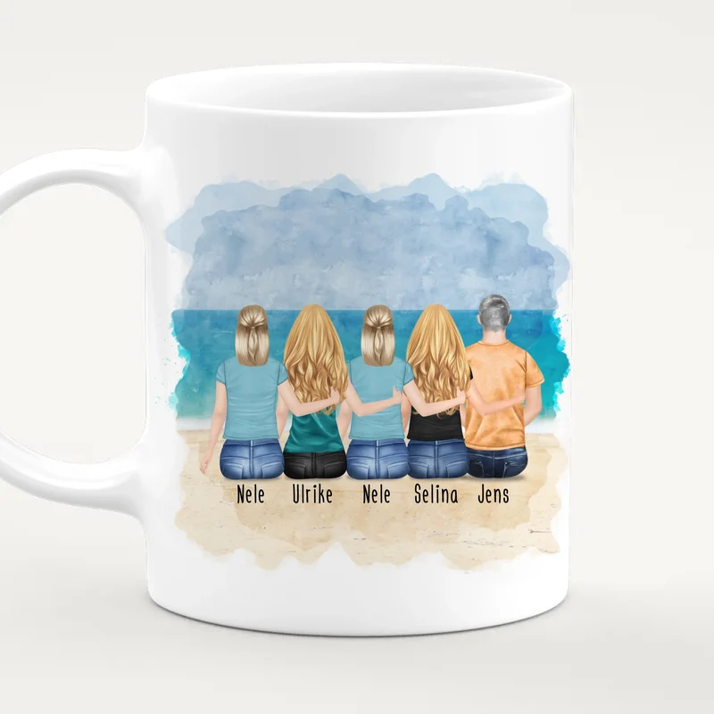 Personalisierte Tasse Kollegen (1 Mann + 4 Frauen) - Abschiedsgeschenk