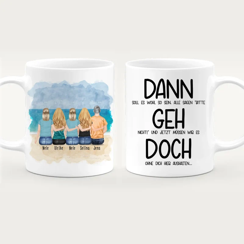 Personalisierte Tasse Kollegen (1 Mann + 4 Frauen) - Abschiedsgeschenk