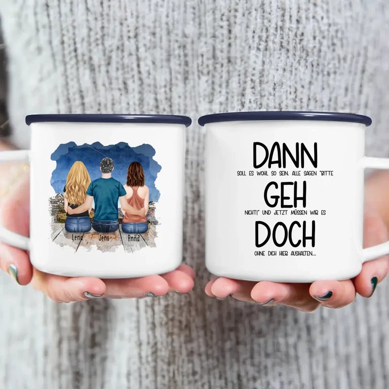 Personalisierte Tasse Kollegen (2 Frauen + 1 Mann) - Abschiedsgeschenk