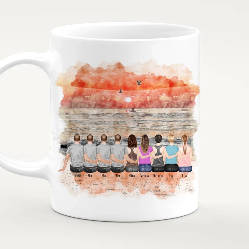 Personalisierte Tasse - Beste Freunde - 5 Frauen + 4 Männer