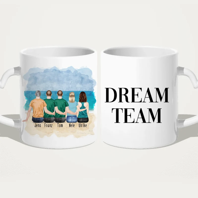 Personalisierte Tasse - 2 Frauen + 3 Männer