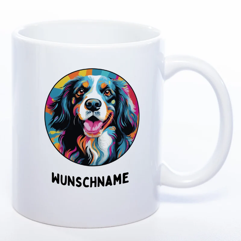 Mug Art Tasse mit Epagneul Breton Motiv 2 wahlweise mit NAME - Kaffeetasse StickyWorld Exclusive