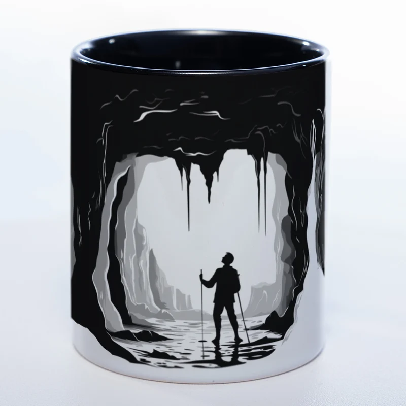 Spülmaschinenfeste Motiv-Tasse mit Höhlen Motiv - exclusive Kaffeetasse