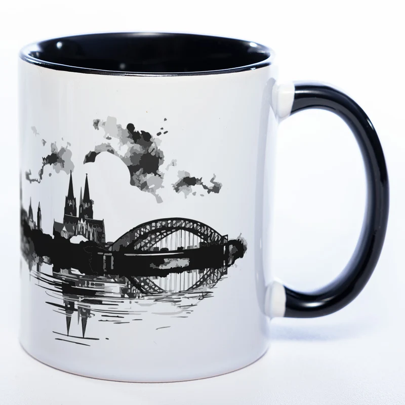 Motiv-Tasse Skyline KÖLN mit kölschem Grundgesetz spülmaschinenfest