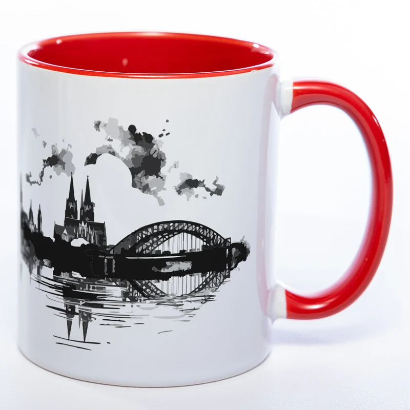 Motiv-Tasse Skyline KÖLN mit kölschem Grundgesetz spülmaschinenfest