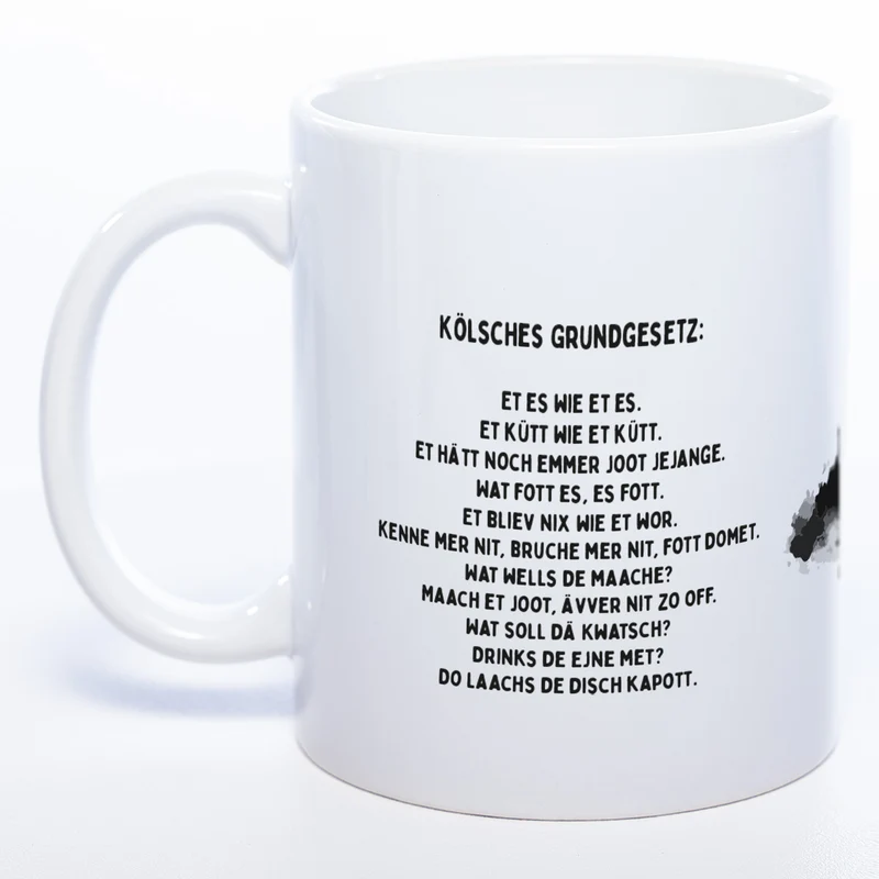 Motiv-Tasse Skyline KÖLN mit kölschem Grundgesetz spülmaschinenfest