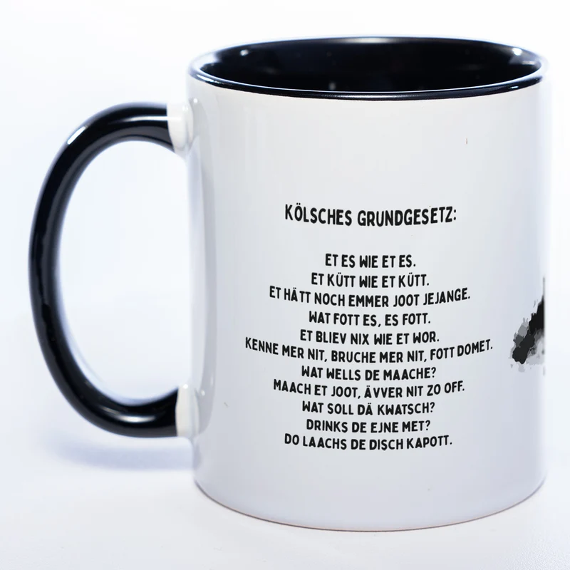 Motiv-Tasse Skyline KÖLN mit kölschem Grundgesetz spülmaschinenfest