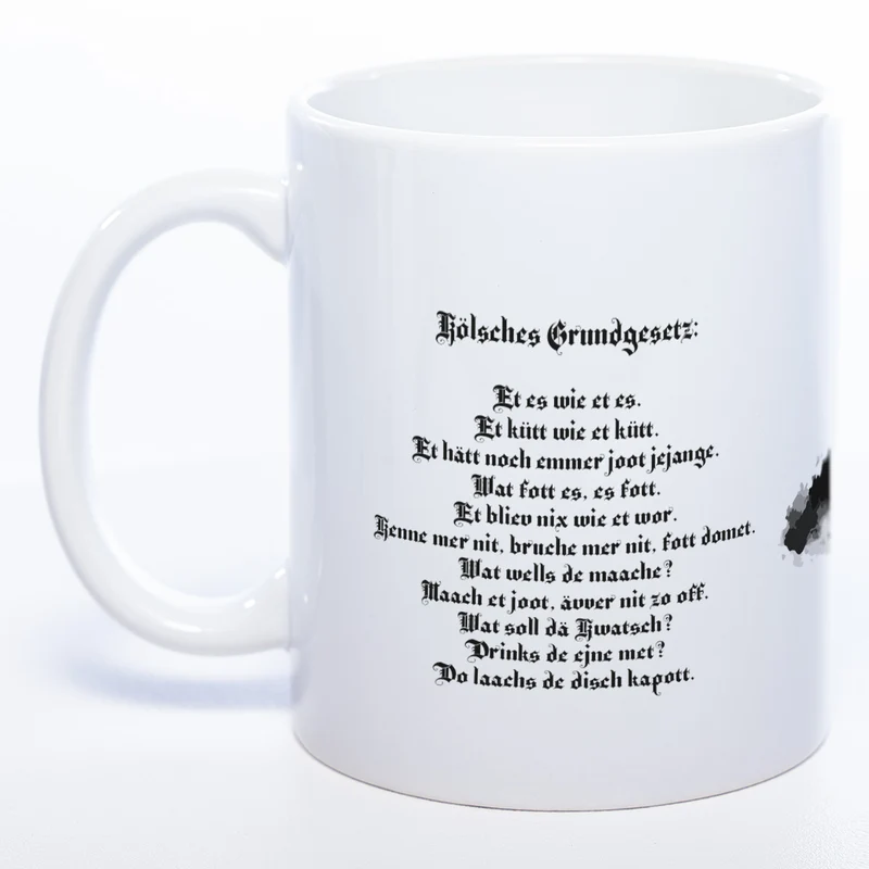 Motiv-Tasse Skyline KÖLN mit kölschem Grundgesetz spülmaschinenfest