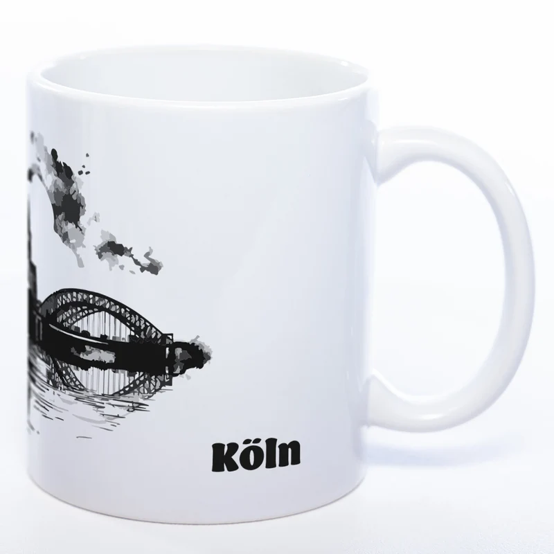 Motiv-Tasse Skyline KÖLN - mit Schriftzug KÖLN spülmaschinenfest