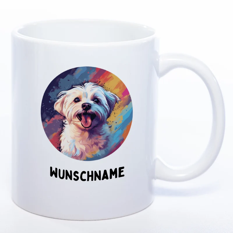 Mug Art Tasse mit Malteser Motiv& wahlweise mit NAMEN - Kaffeetasse StickyWorld Exclusive