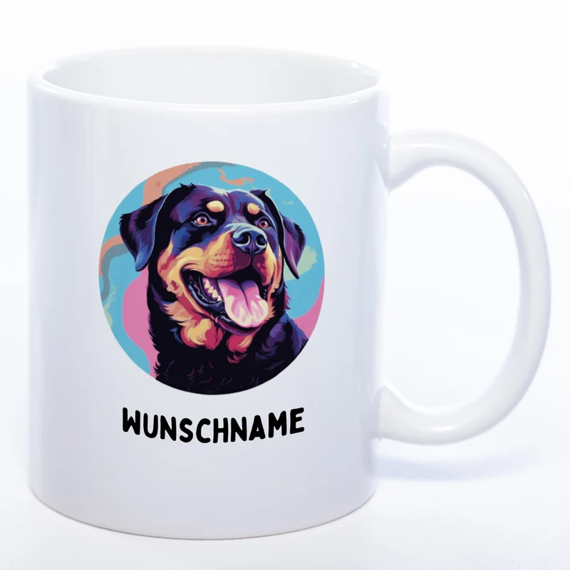 Mug Art Tasse mit Rottweiler & wahlweise mit NAMEN- Kaffeetasse StickyWorld Exclusive