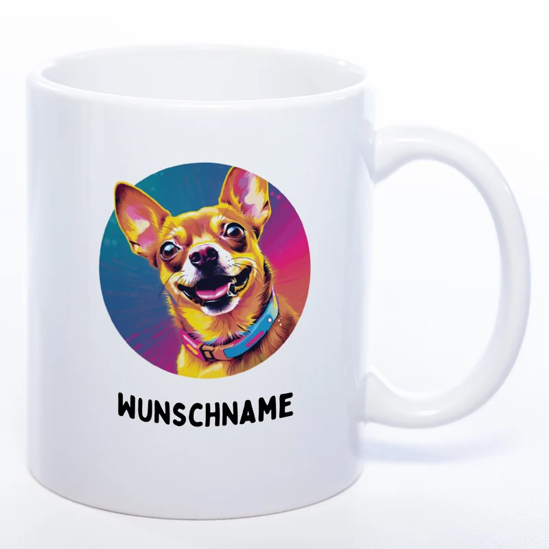 Mug Art Tasse mit Chihuahua & wahlweise mit NAMEN - Kaffeetasse StickyWorld Exclusive