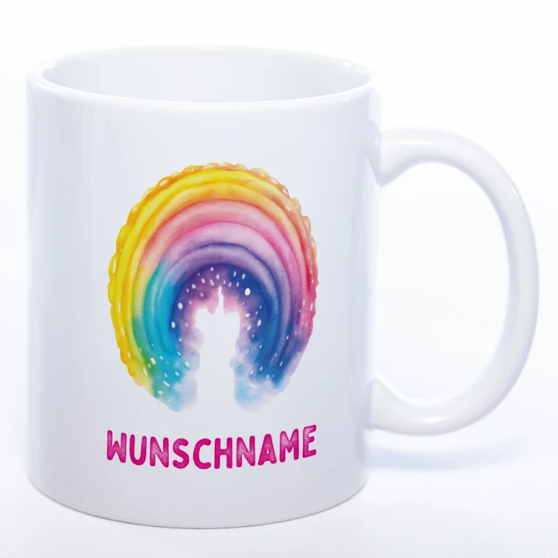 Mug Art Tasse Regenbogen mit Wunschname - Kaffeetasse StickyWorld Exclusive