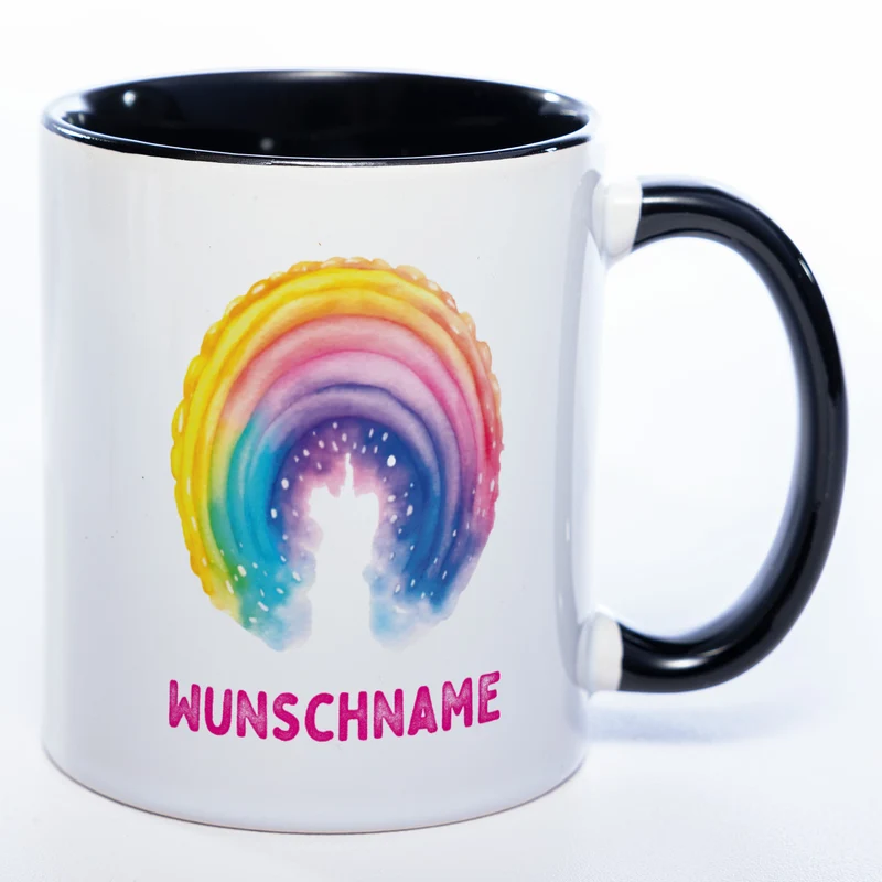 Mug Art Tasse Regenbogen mit Wunschname - Kaffeetasse StickyWorld Exclusive