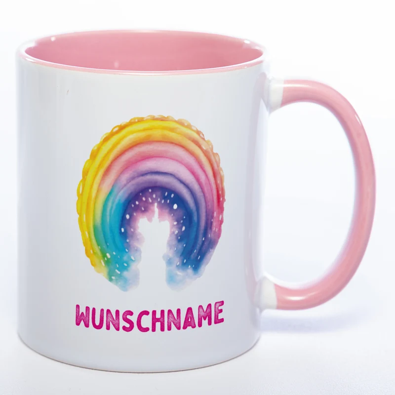 Mug Art Tasse Regenbogen mit Wunschname - Kaffeetasse StickyWorld Exclusive