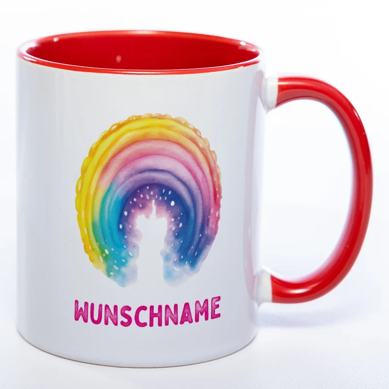 Mug Art Tasse Regenbogen mit Wunschname - Kaffeetasse StickyWorld Exclusive