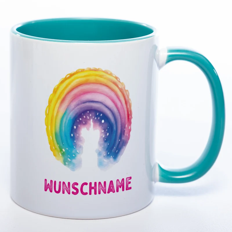 Mug Art Tasse Regenbogen mit Wunschname - Kaffeetasse StickyWorld Exclusive