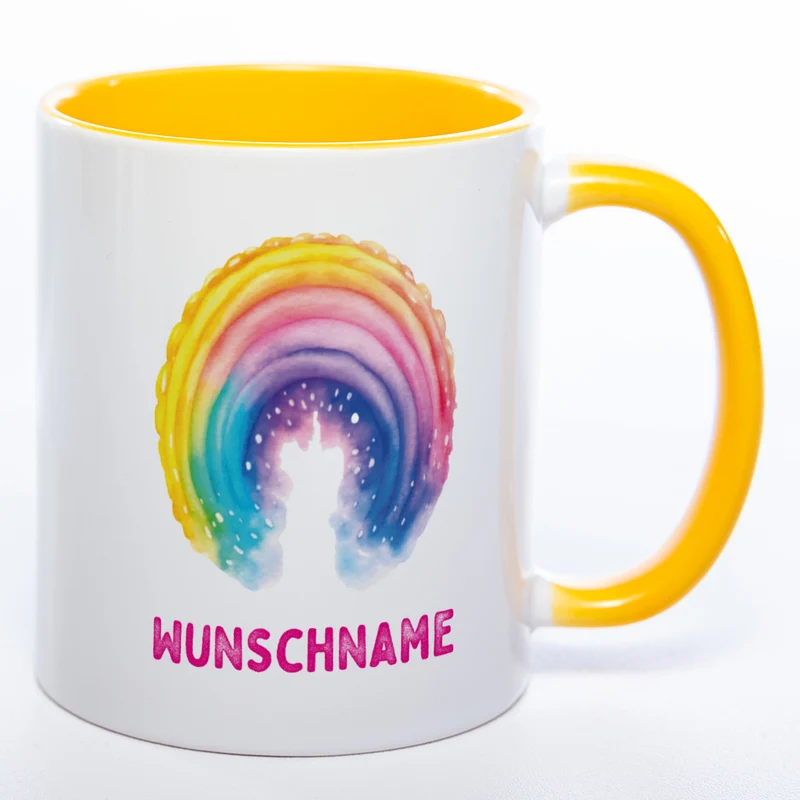 Mug Art Tasse Regenbogen mit Wunschname - Kaffeetasse StickyWorld Exclusive
