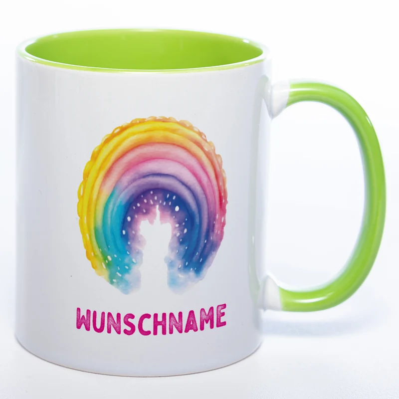 Mug Art Tasse Regenbogen mit Wunschname - Kaffeetasse StickyWorld Exclusive