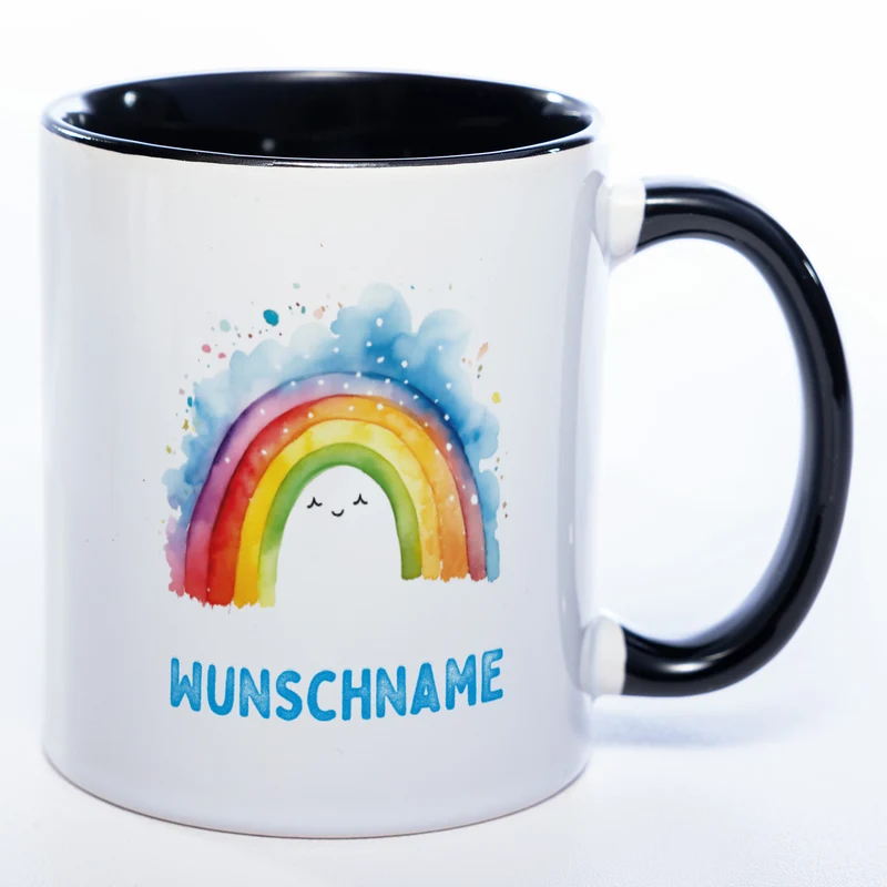 Mug Art Tasse Regenbogen Motiv 2 mit Wunschname - Kaffeetasse StickyWorld Exclusive