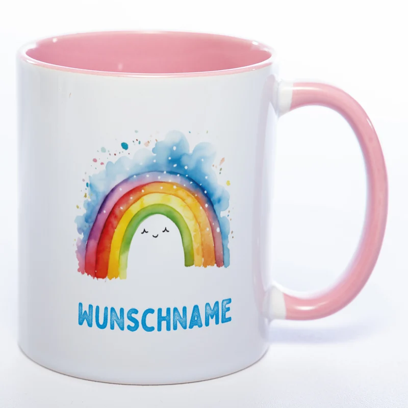 Mug Art Tasse Regenbogen Motiv 2 mit Wunschname - Kaffeetasse StickyWorld Exclusive