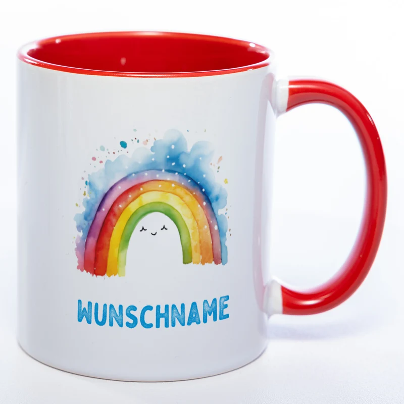 Mug Art Tasse Regenbogen Motiv 2 mit Wunschname - Kaffeetasse StickyWorld Exclusive