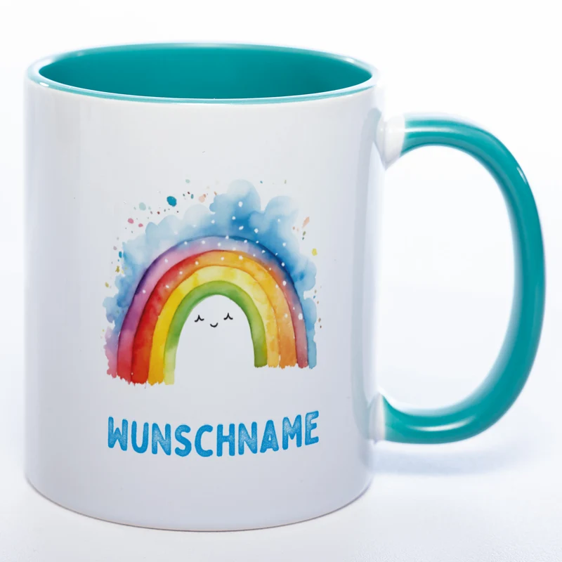 Mug Art Tasse Regenbogen Motiv 2 mit Wunschname - Kaffeetasse StickyWorld Exclusive