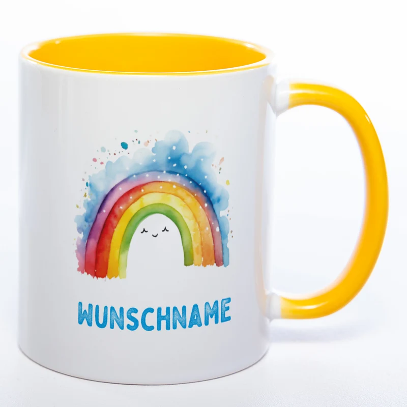 Mug Art Tasse Regenbogen Motiv 2 mit Wunschname - Kaffeetasse StickyWorld Exclusive