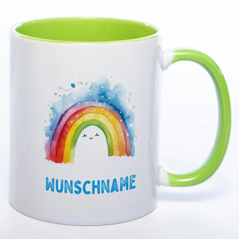 Mug Art Tasse Regenbogen Motiv 2 mit Wunschname - Kaffeetasse StickyWorld Exclusive
