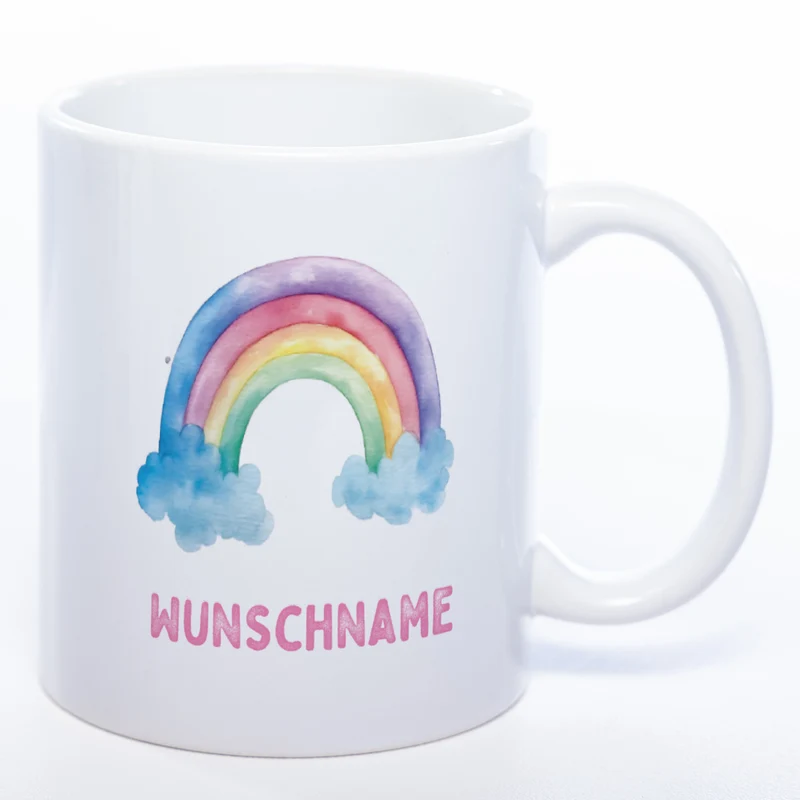 Mug Art Tasse Regenbogen Motiv 3 mit Wunschname - Kaffeetasse StickyWorld Exclusive