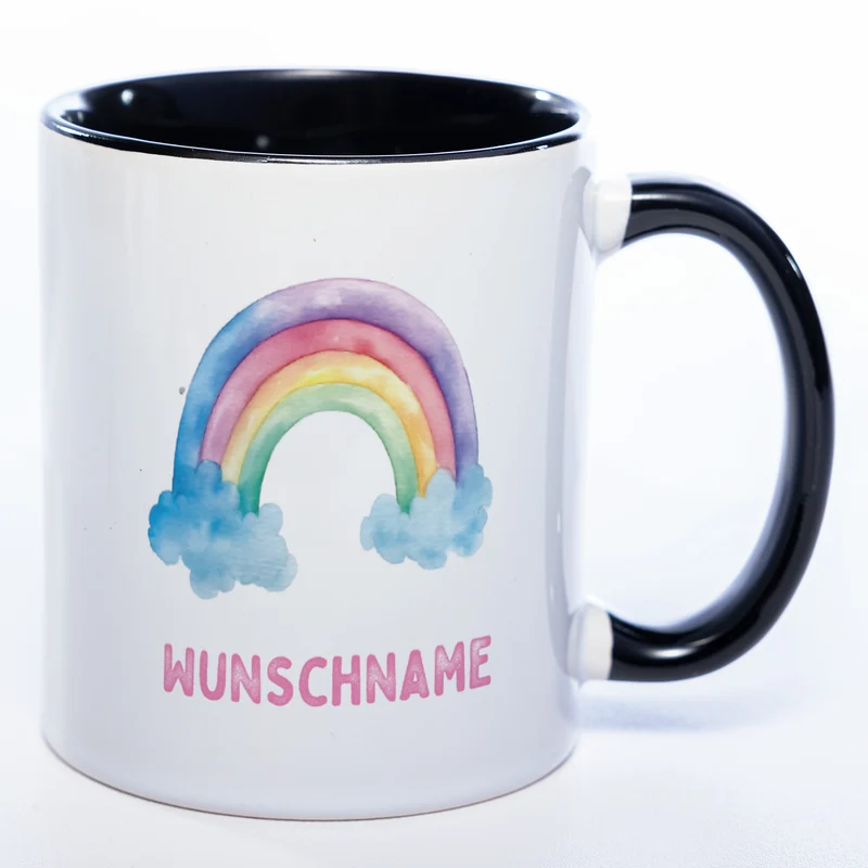 Mug Art Tasse Regenbogen Motiv 3 mit Wunschname - Kaffeetasse StickyWorld Exclusive