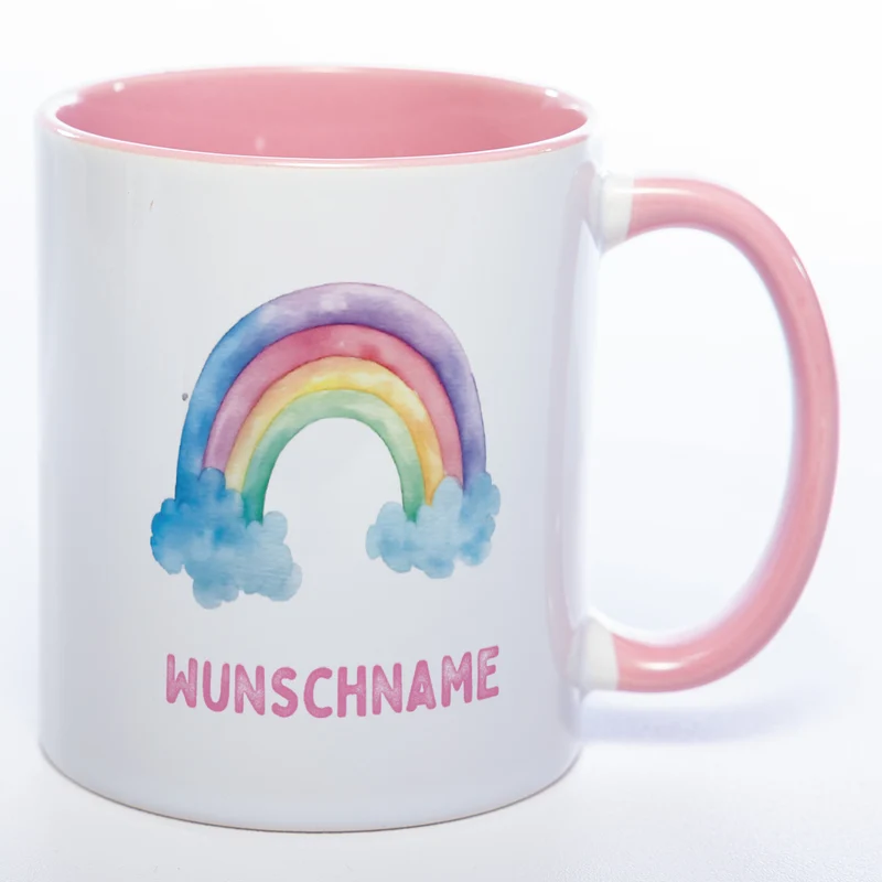 Mug Art Tasse Regenbogen Motiv 3 mit Wunschname - Kaffeetasse StickyWorld Exclusive