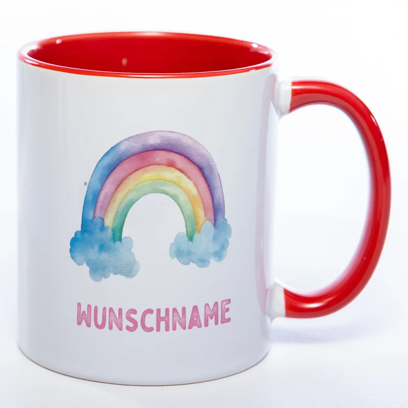 Mug Art Tasse Regenbogen Motiv 3 mit Wunschname - Kaffeetasse StickyWorld Exclusive