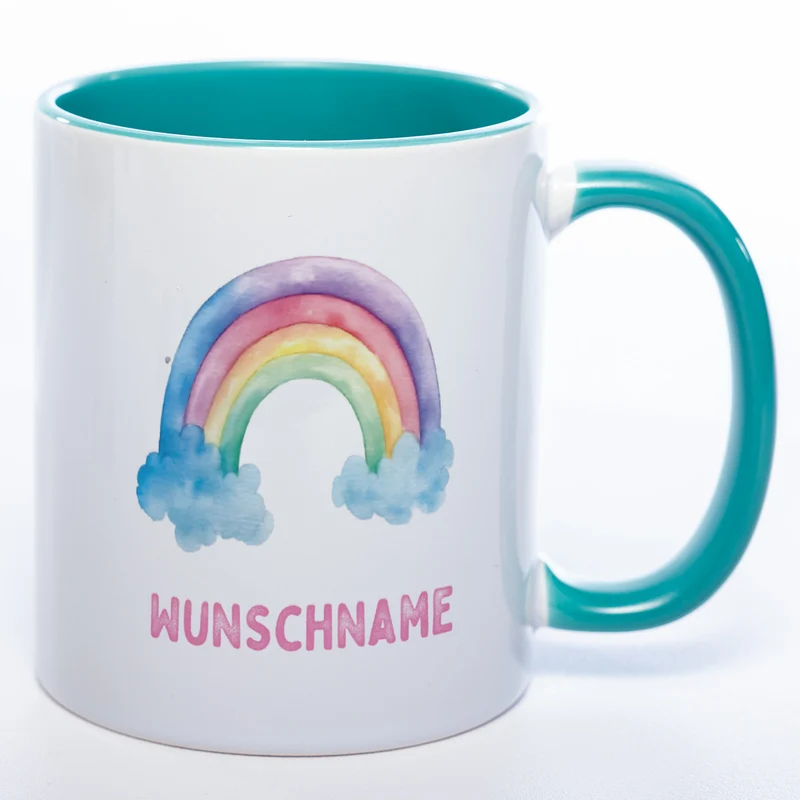 Mug Art Tasse Regenbogen Motiv 3 mit Wunschname - Kaffeetasse StickyWorld Exclusive