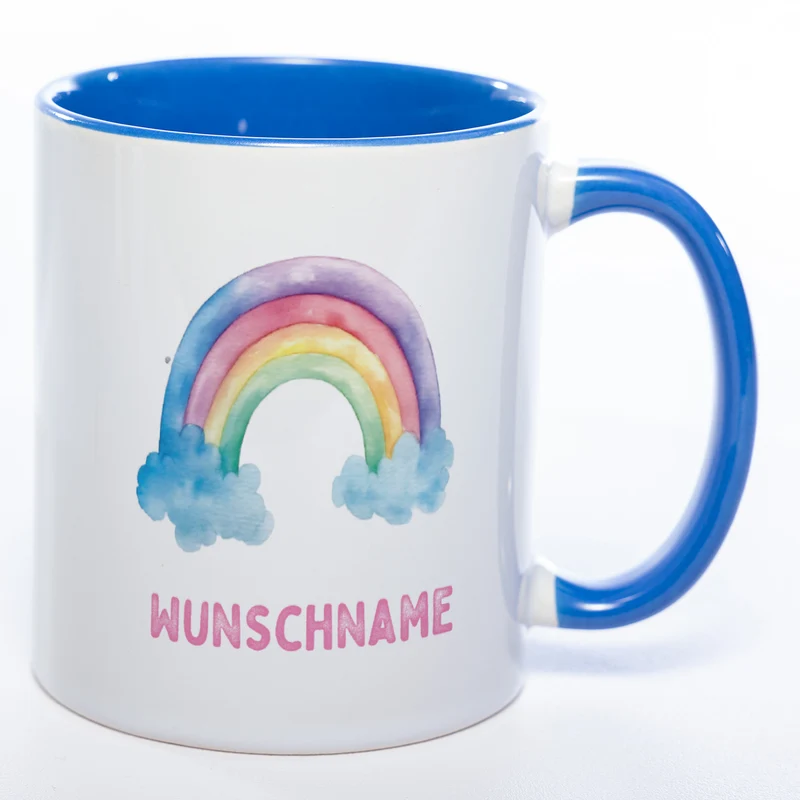 Mug Art Tasse Regenbogen Motiv 3 mit Wunschname - Kaffeetasse StickyWorld Exclusive