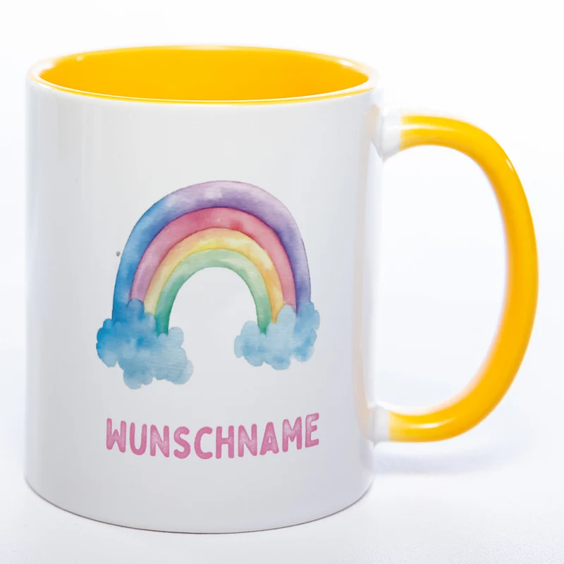 Mug Art Tasse Regenbogen Motiv 3 mit Wunschname - Kaffeetasse StickyWorld Exclusive