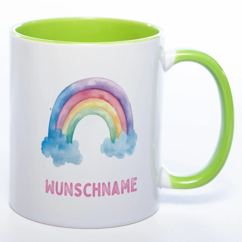 Mug Art Tasse Regenbogen Motiv 3 mit Wunschname - Kaffeetasse StickyWorld Exclusive