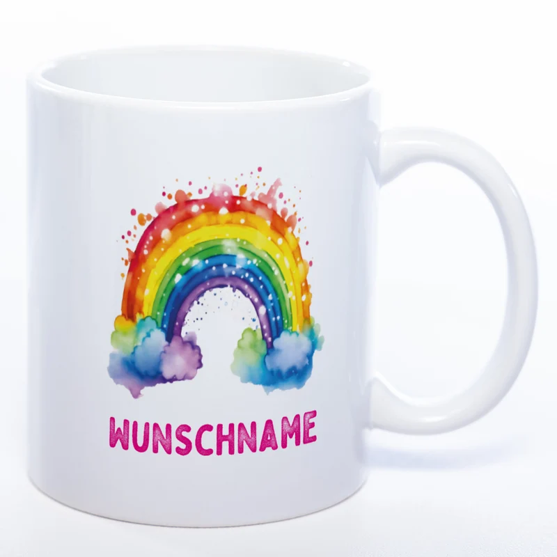 Mug Art Tasse Regenbogen Motiv 4 mit Wunschname - Kaffeetasse StickyWorld Exclusive