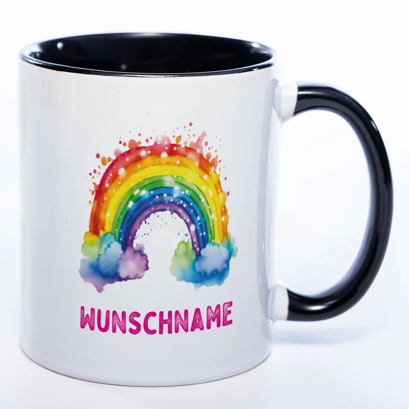 Mug Art Tasse Regenbogen Motiv 4 mit Wunschname - Kaffeetasse StickyWorld Exclusive