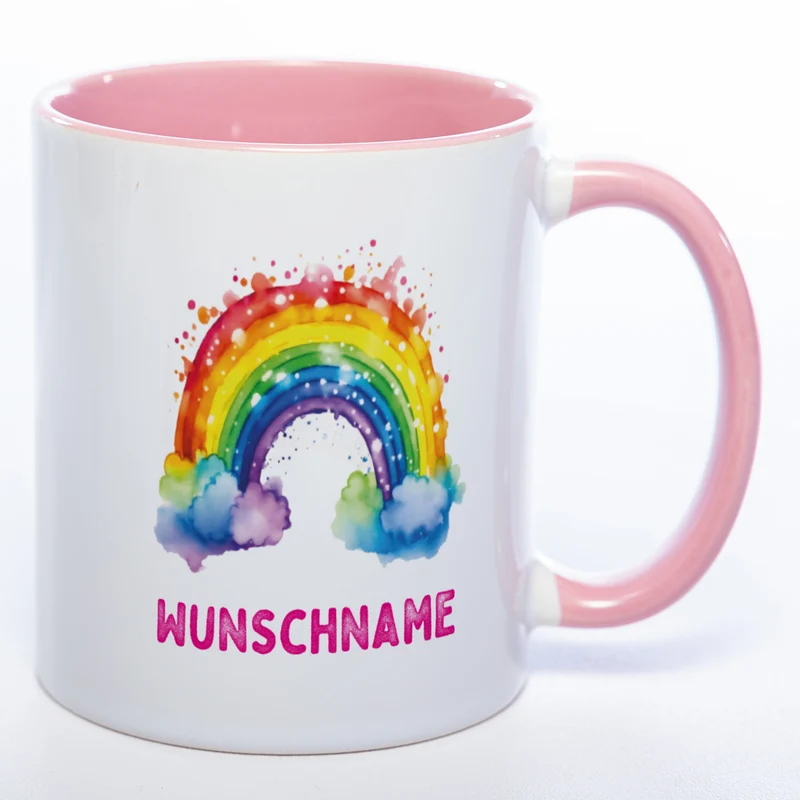 Mug Art Tasse Regenbogen Motiv 4 mit Wunschname - Kaffeetasse StickyWorld Exclusive