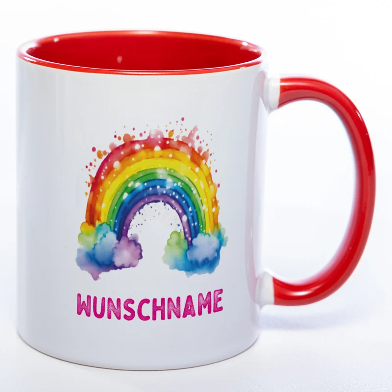 Mug Art Tasse Regenbogen Motiv 4 mit Wunschname - Kaffeetasse StickyWorld Exclusive